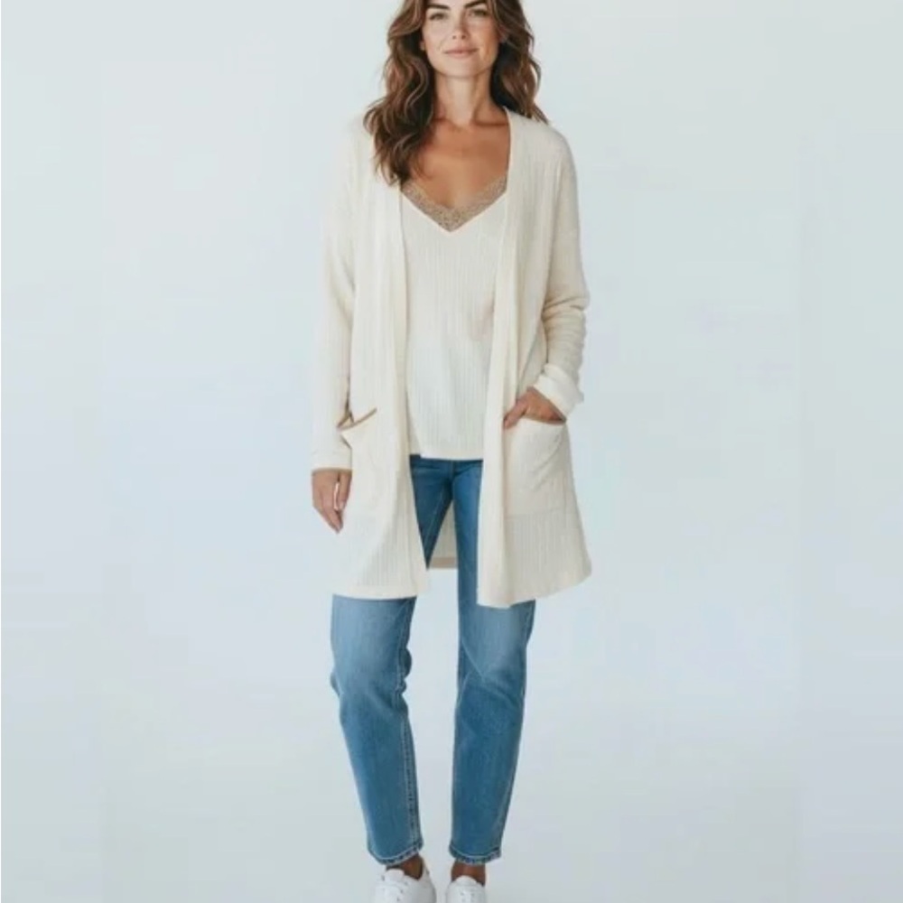 Blu Pepper Cream Cardigan Open Front